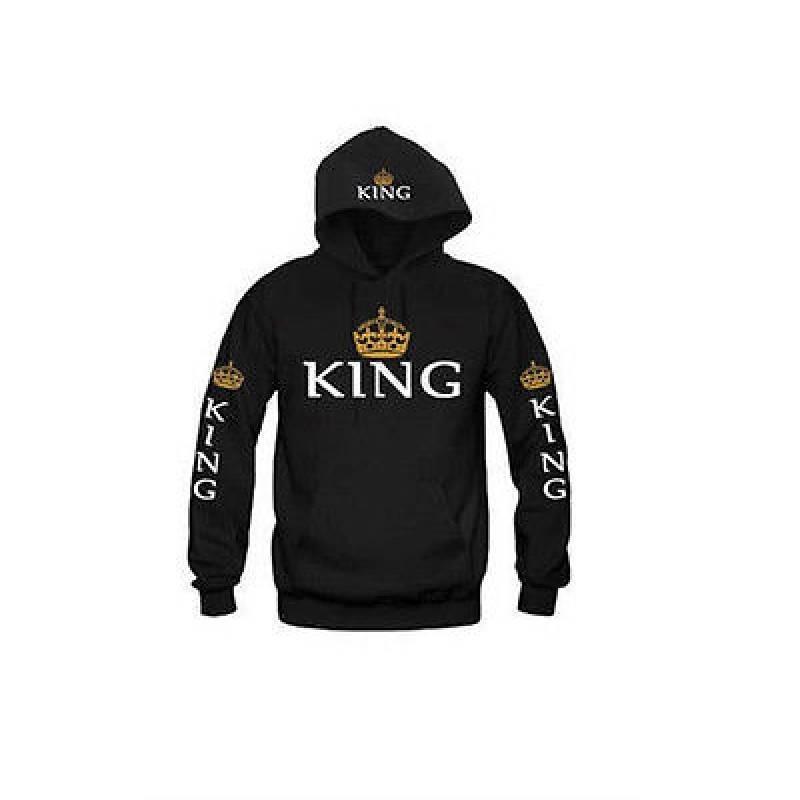 Stylish Cotton Hooded Sweatshirt For Couples Printed Long Sleeve Pullover For Fall