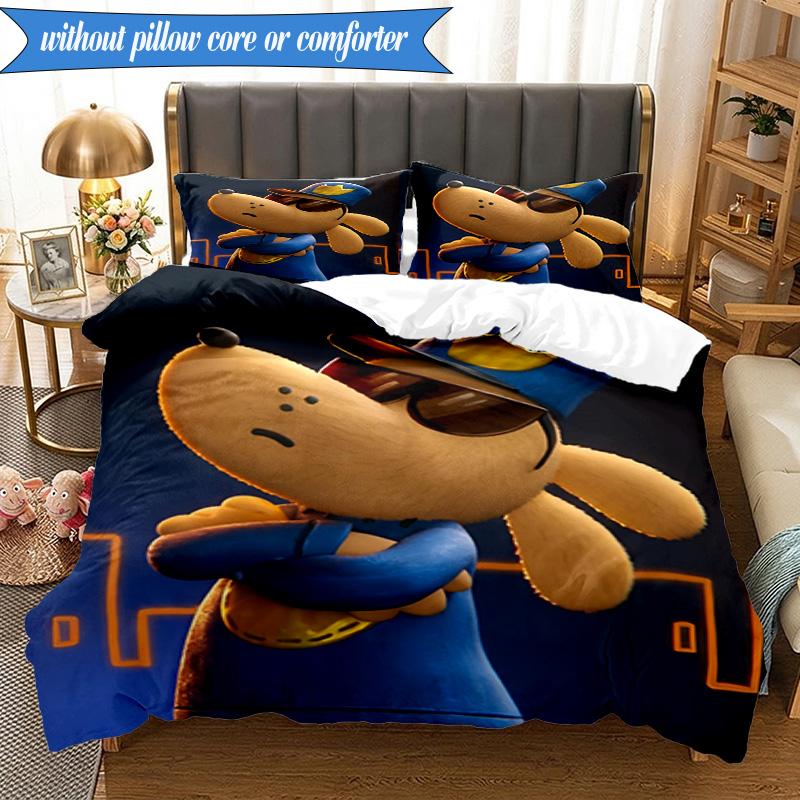3PCS Dog Man And Friends Adventure Bedding Set 2D Printing (Includes 1 Duvet Cover + 2 Pillowcases Coreless), Bedroom decor,Fan gift