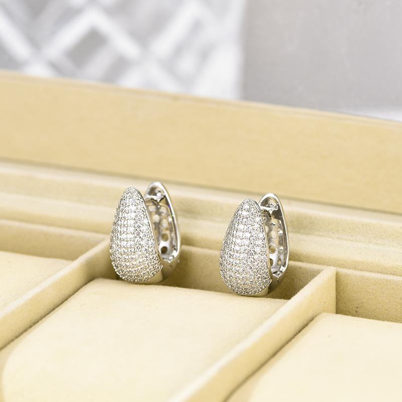 Luxury Elegant AAAA Zirconia Pave Huggie Hoop Earrings Woman Geometric U Shape Bridal Wedding Engagement Daily Vintage Jewelry