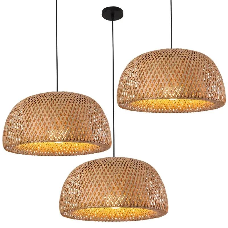Bamboo Wicker Rattan Lantern Pendant Lights Southeast Asia LED Pendant Lamp Modern Tea Room Lamp Nordic Tatami Lamps