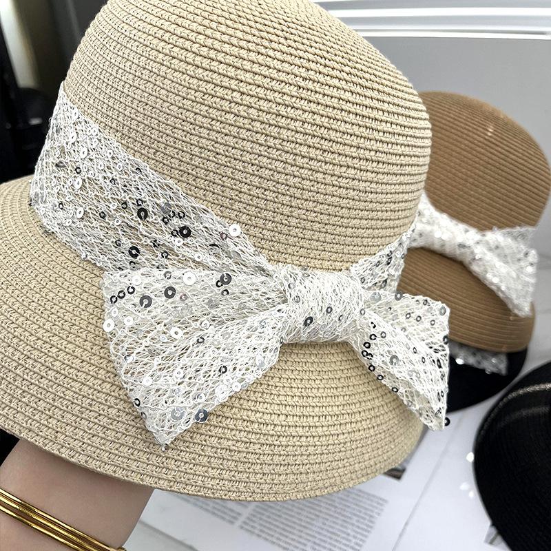 New straw hat women's spring summer new sweet girl photo vacation sunscreen hat sun hat seaside straw beach hat