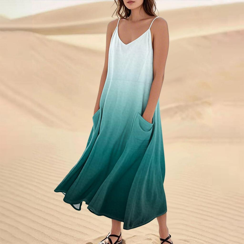Женское летнее платье, повседневные свободные длинные пляжные платья для отдыха