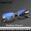 Модные очки для чтения с высокой четкостью и защитой от синего света, с алмазной огранкой, мужские и женские, цельной конструкции, без оправы, для пресбиопии