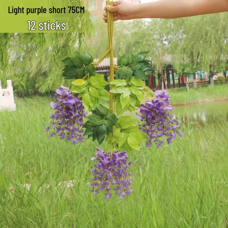 Искусственная гирлянда из цветов глицинии: Фиолетовая подвесная шелковая лоза для свадеб и украшения потолка