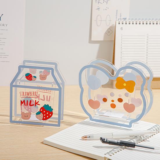 Прозрачный акриловый держатель для ручек в форме мультяшного молока/медведя, настольный ящик для хранения кистей для макияжа, органайзер для домашнего офиса, школьных принадлежностей