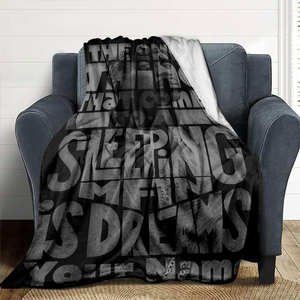 2pac Customize Text Blanket Gift Personalized Blanket Ultra-Soft Perfect for Seaside Sofa Bed Livingroom All-Season Use