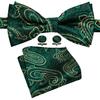 Barry.Wang Men Cravat Ties Jacquare Paisley/Floral/Striped Bow Tie Hanky Cufflinks Set Formal Casual