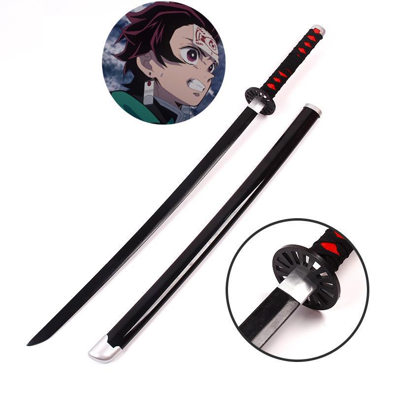 104cm Demon Slayer Katana Sword Bamboo Anime Blade Sunwheel Knife Tanjirou Katana Weapon Model 1:1 Ninja Cosplay Prop Kids Toys