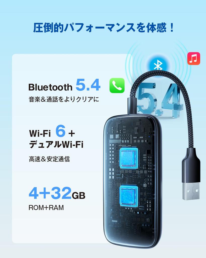 Ottocast Ottostar Беспроводной адаптер CarPlay для YouTube/Netflix и т. д., Беспроводной Беспроводной CarPlay Автомобильный/Android Auto