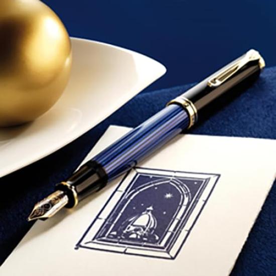 Pelikan Pelikan Fountain Pen EF Extra Fine Font Blue Stripe Souveraine M600 Genuine Imported Product