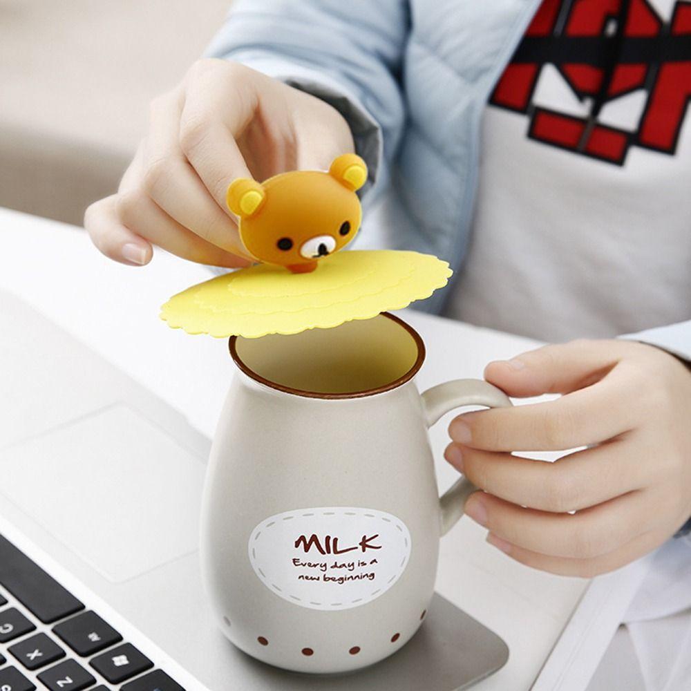 Sealed Cartoon Dustproof Tea Lids Leakproof Proof Lid Cup Cup Accessories Silicone Cup Cover