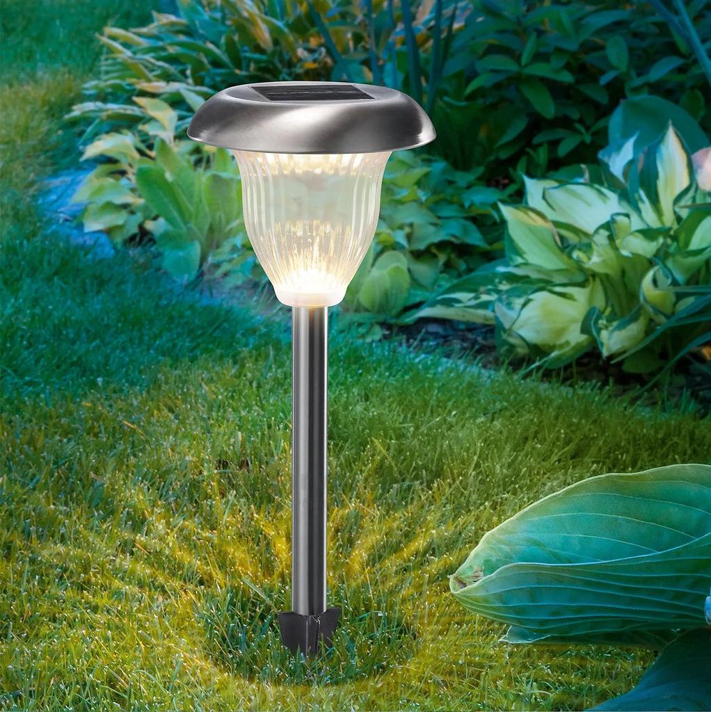 GWSOLAR Stainless Steel Garden Light Set (3-Piece Set), 10 Lumens, Warm White, Outdoor Waterproof Solar Light, Cute Mushroom-Like Design, Ground
