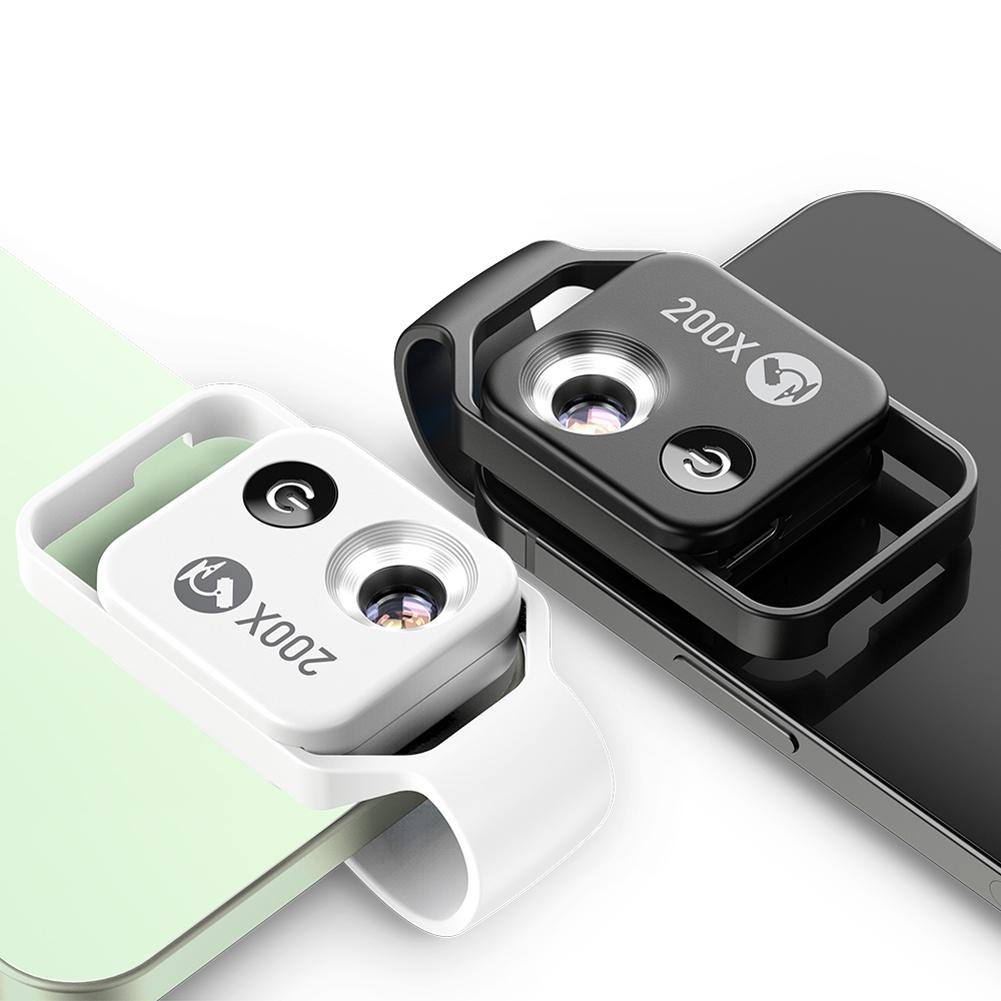 Портативный микроскоп 200X, универсальный микроскоп для мобильного телефона с 6 светодиодами, 2 уровня яркости