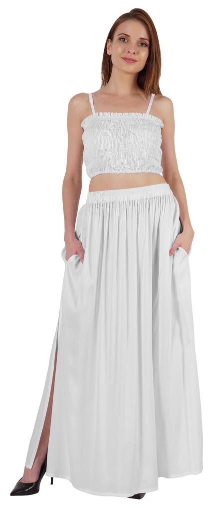 Bimba Летняя одежда для вечеринок Сексуальное платье из 2 предметов для женщин: укороченный топ и длинная юбка, комплект W