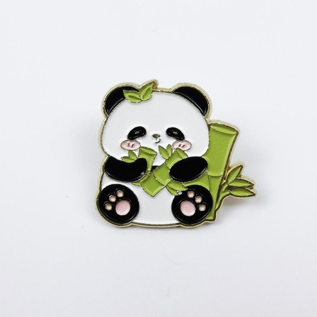 Panda Cartoon Brooch - Cute Metal Badge for Children's Bags & Clothing