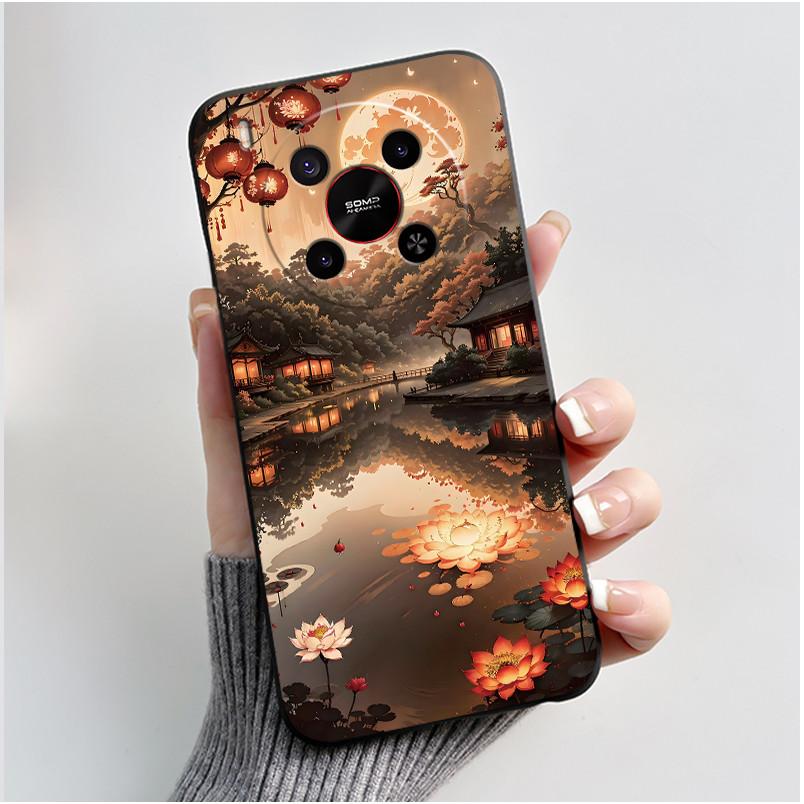 Phone Case For ZTE Blade V70 Max/Nubia V70 Max Soft Silicone Black Case Bright Pattern Pink Sand Beach,Garden Shockproof Shell