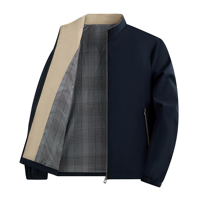 Новая весенне-осенняя однотонная мужская куртка для руководителей с воротником-стойкой, средняя деловая одежда для папы, тонкая повседневная куртка