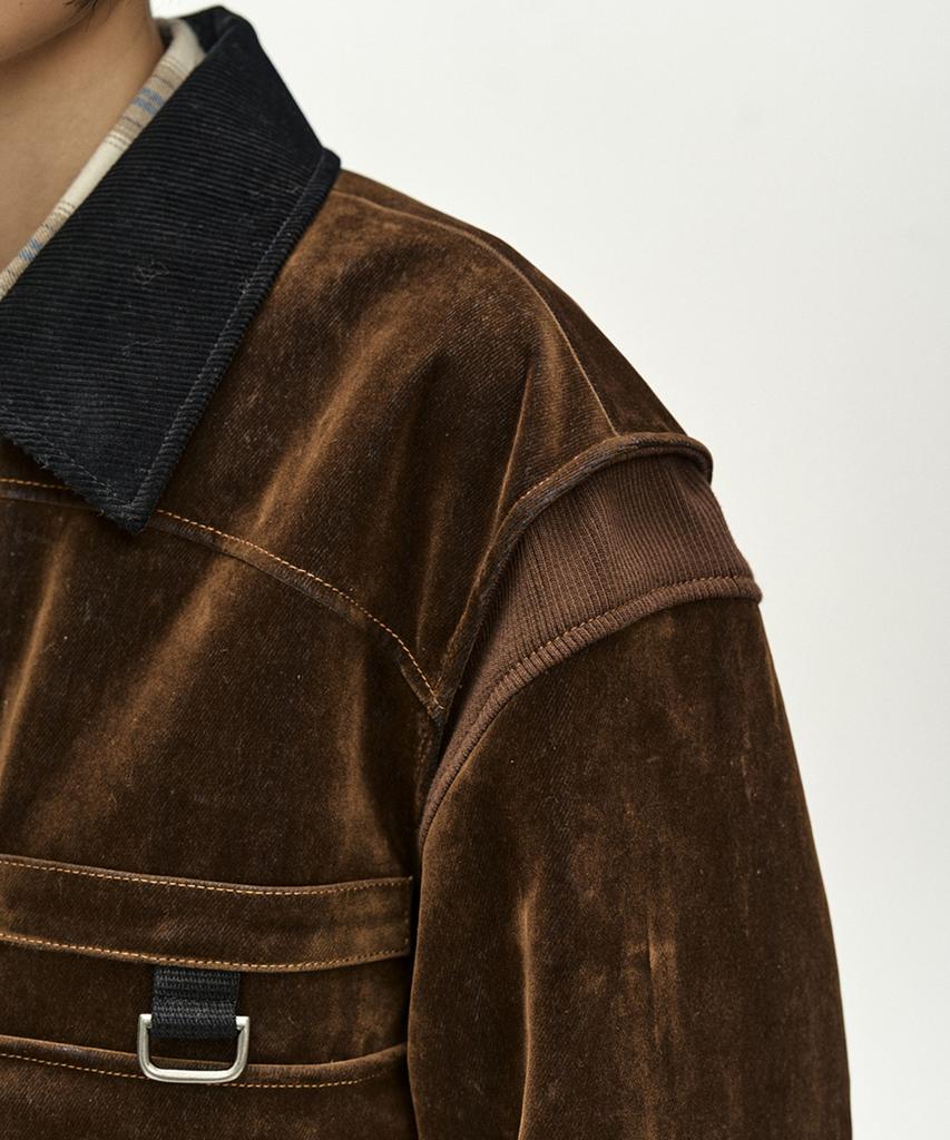 ADSB ANDERSSON BELL Multi-Pocket Velvet Safari Jacket (Brown)