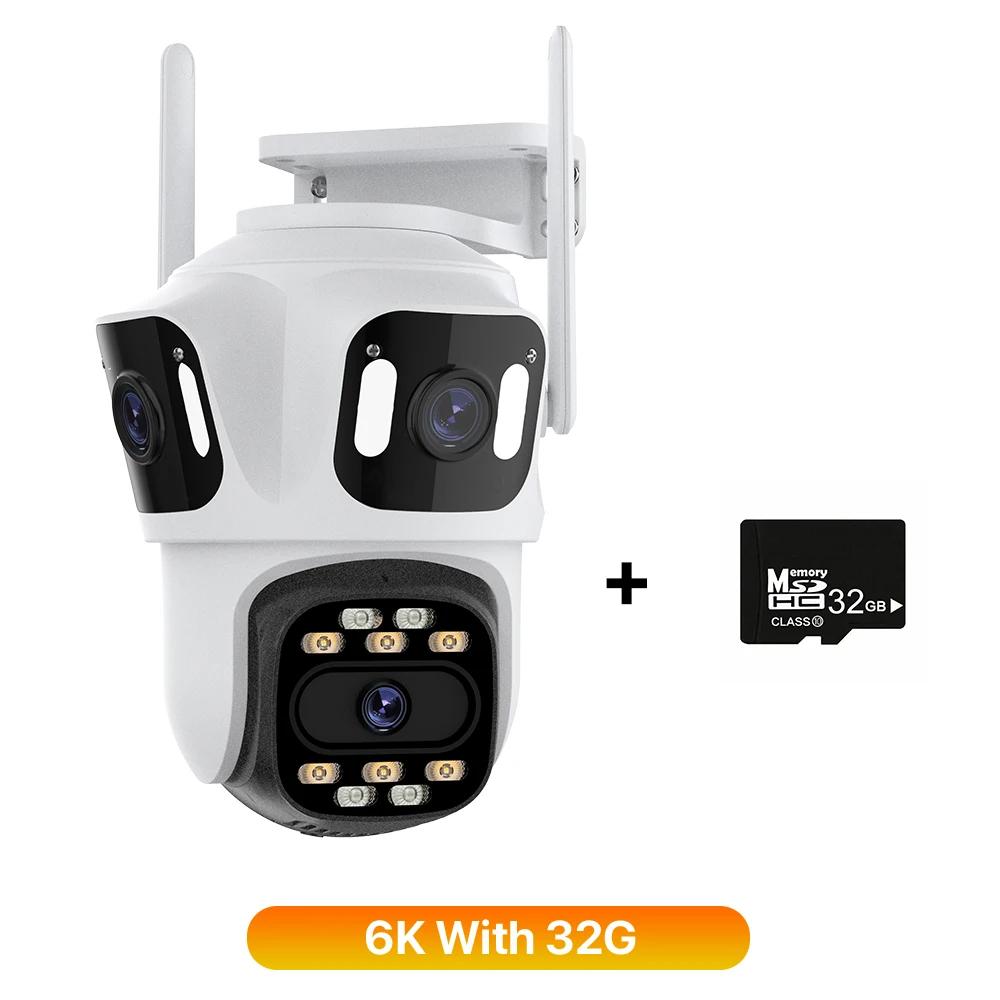 Три объектива, три экрана, Wi-Fi PTZ-камера, 6K 4K HD, уличная IP-камера с автоматическим отслеживанием, камера видеонаблюдения, камера видеонаблюдения P2P ICSEE