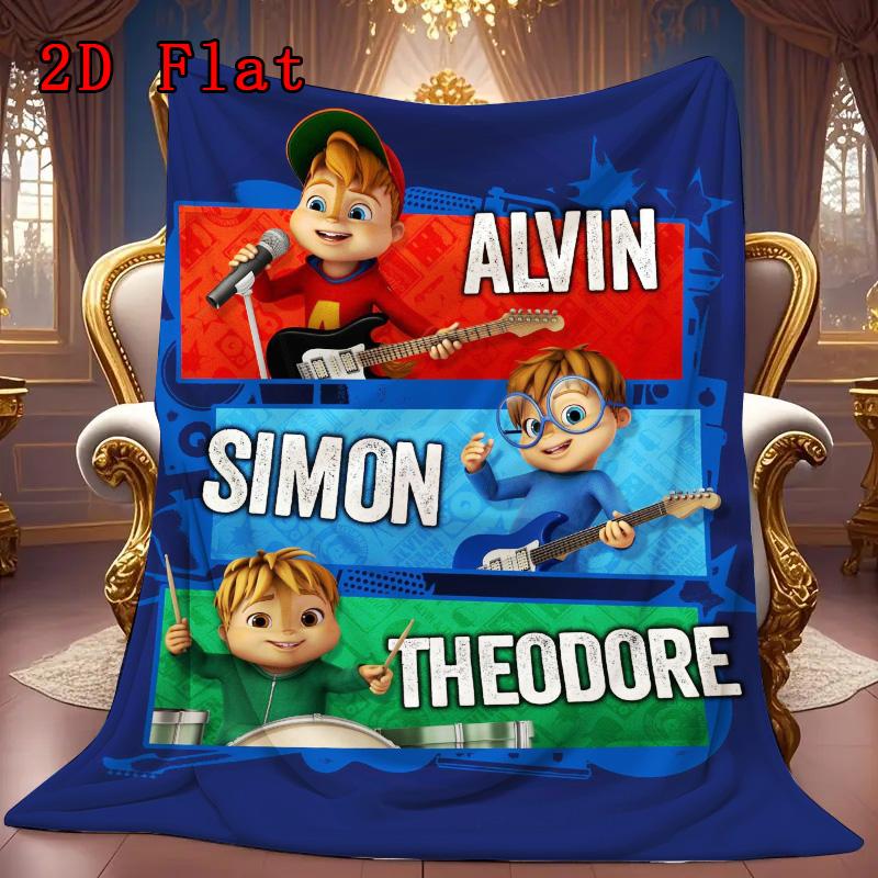 Alvin and Theodore cartoon print 2D Flat Pattern Flannel Blanket High quality All Seasons Warmth and Comfort Perfect for Christmas Gifts.PMT0914227