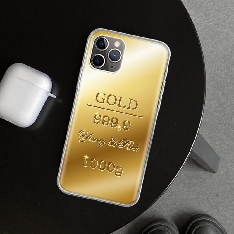 Чехол-бампер с узором из тонкого золота для iPhone 11 12 13 Mini 14 15 Plus 16 Pro Max 17 Air 7 8 + SE Художественный Индивидуальный Fundas