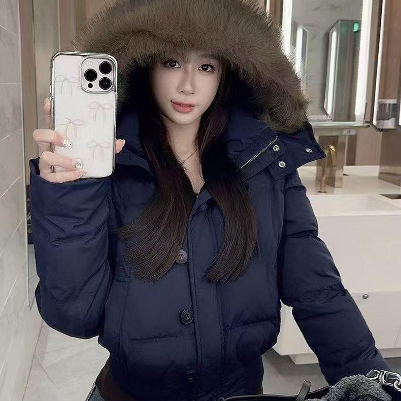 Зимняя хлопковая одежда с капюшоном и меховым воротником, женская зимняя новая одежда-пуховик, утолщенное свободное пальто