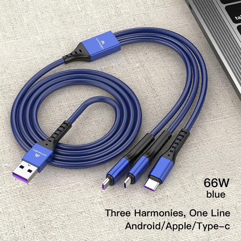 YKGBU1 USB Car 3-in-1 Phone Charging Cable Auto Accessories For Citroen C1 DS3 C2 C3 Vts C4 Saxo C4L C5 C6 C8 Xsara C3-XR Picasso SEGA