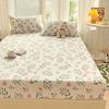 Floral Leaves Pattern Fitted Sheet Set 100% Cotton Comfortable Soft Bedding Set Plants Printed Mattress Cover with Pillowcases