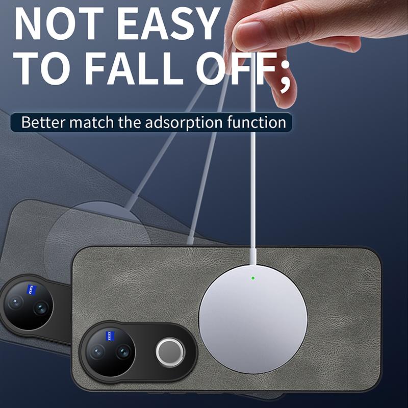 Для VIVO V50 Для Magsafe Модные Кожаные Противоударные Чехлы для Телефона Для Vivo V50 Lite Магнитная Беспроводная Зарядка Чехол V50
