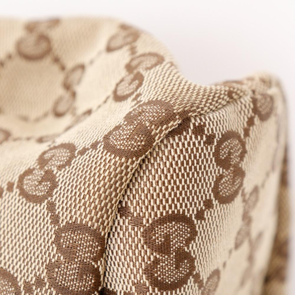 Gucci Heart Crest Handbag 212994 Beige GG Canvas Women Used