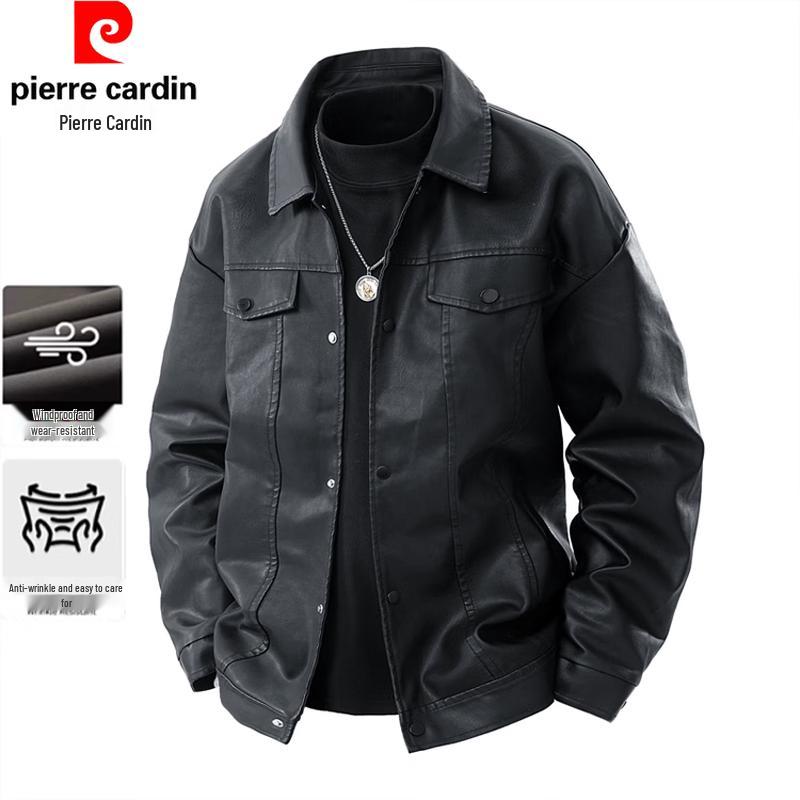 Pierre Cardin Мужская кожаная куртка-косуха из искусственной кожи