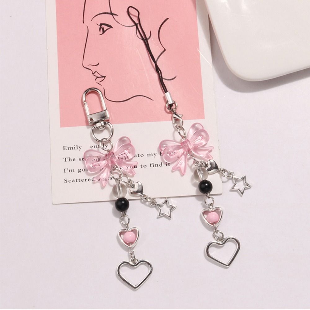 Pearl Bead Bead Phone Charm Strap Star Bowknot Beaded Cellphone Strap Mobile Phone Chain Keychain