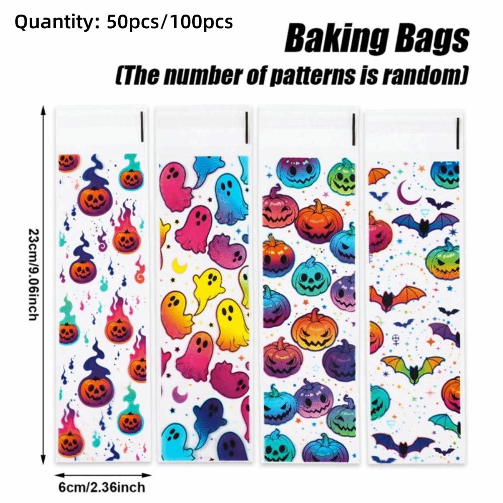 50/100PCS Multicolor Halloween Candy Bag Mixed Printed Wrapping Bag Party Supplies