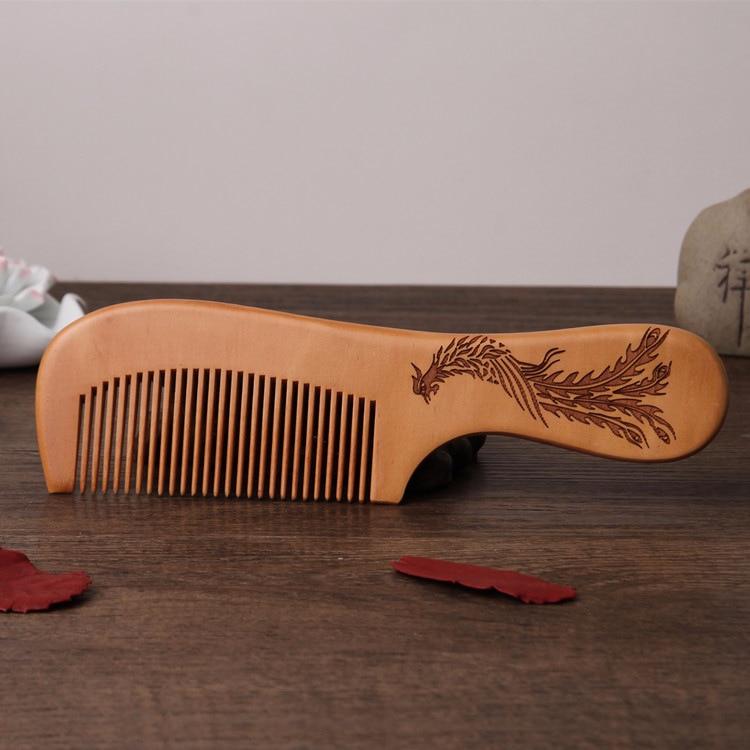 1Pcs Natural Mahogany Comb Women Men Home Travel Wood Anti-static Fine-tooth Comb Wooden Handles