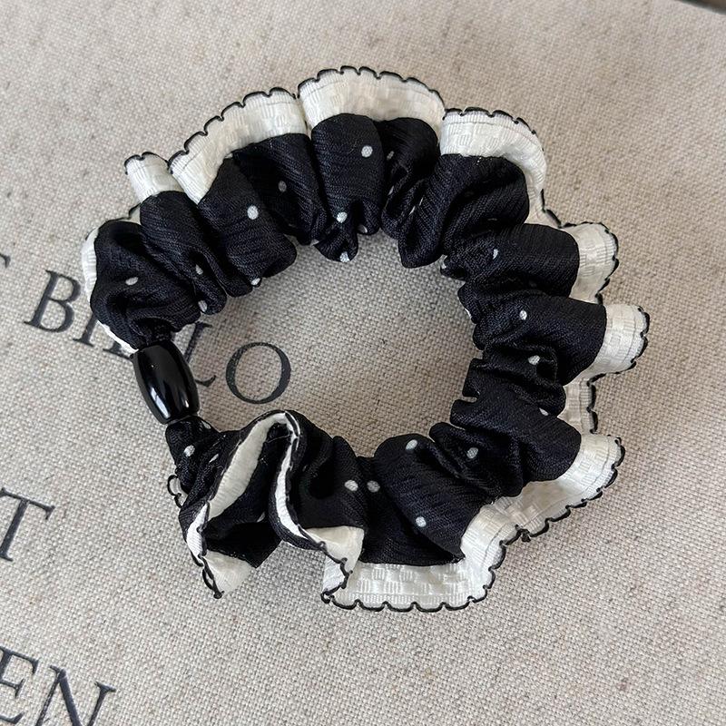 Ruffle High Elastic Hair Bands Girls French Vintage Elegant Hairbands Ribbon Hair Ties Women Girls Cute Hair Styling Accessories