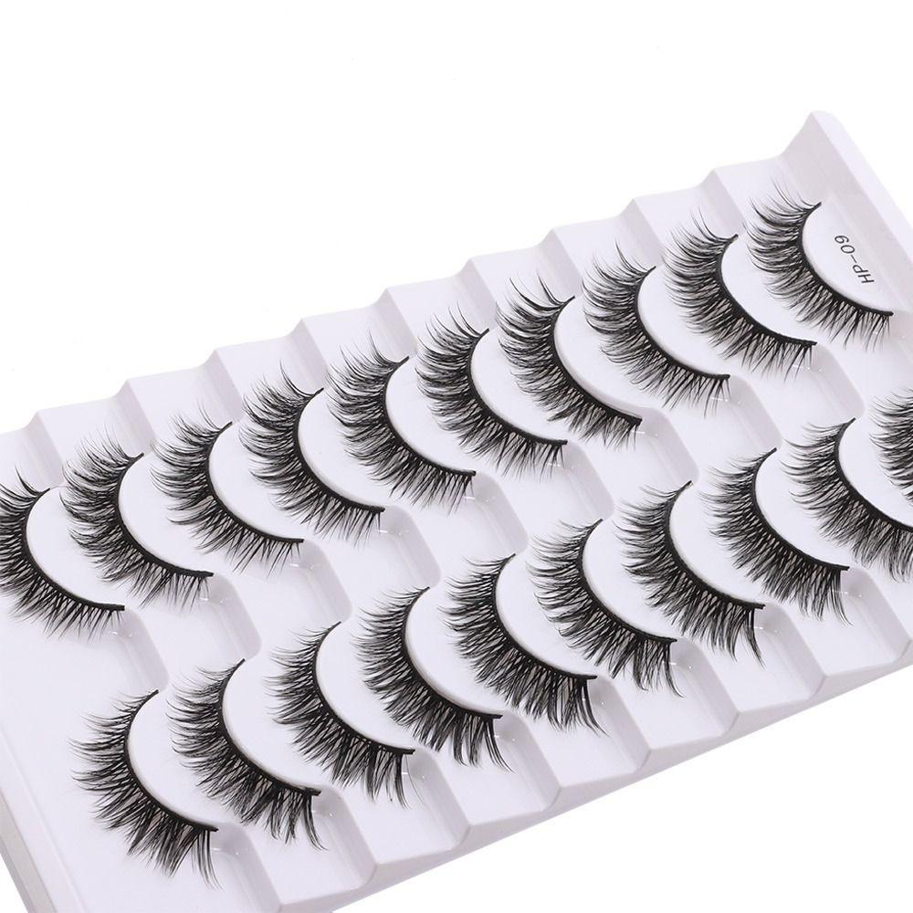 10 Pairs Natural Long False Eyelashes Fluffy Manga Lashes Fake Lashes  Eye Makeup Tool