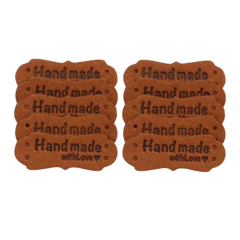 20PCS Handmade Hats Bags PU Leather Clothes Tags Garment Labels Label Hand Made With Love
