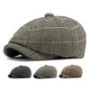 Мужская классическая восьмиугольная шляпа осень-зима в клетку, британский ретро-берет, женская кепка газетчика, шляпа маляра