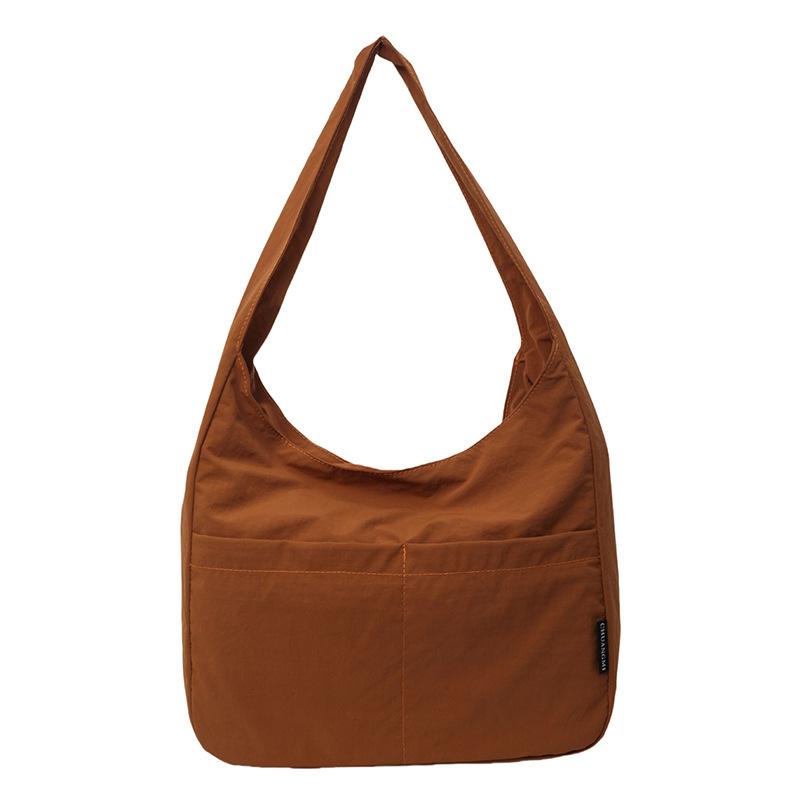 Canvas Bag Women'S Japanese Harajuku Solid Color Versatile Large-Capacity Shoulder Bag Student Class Commuter Bag Tote Bag