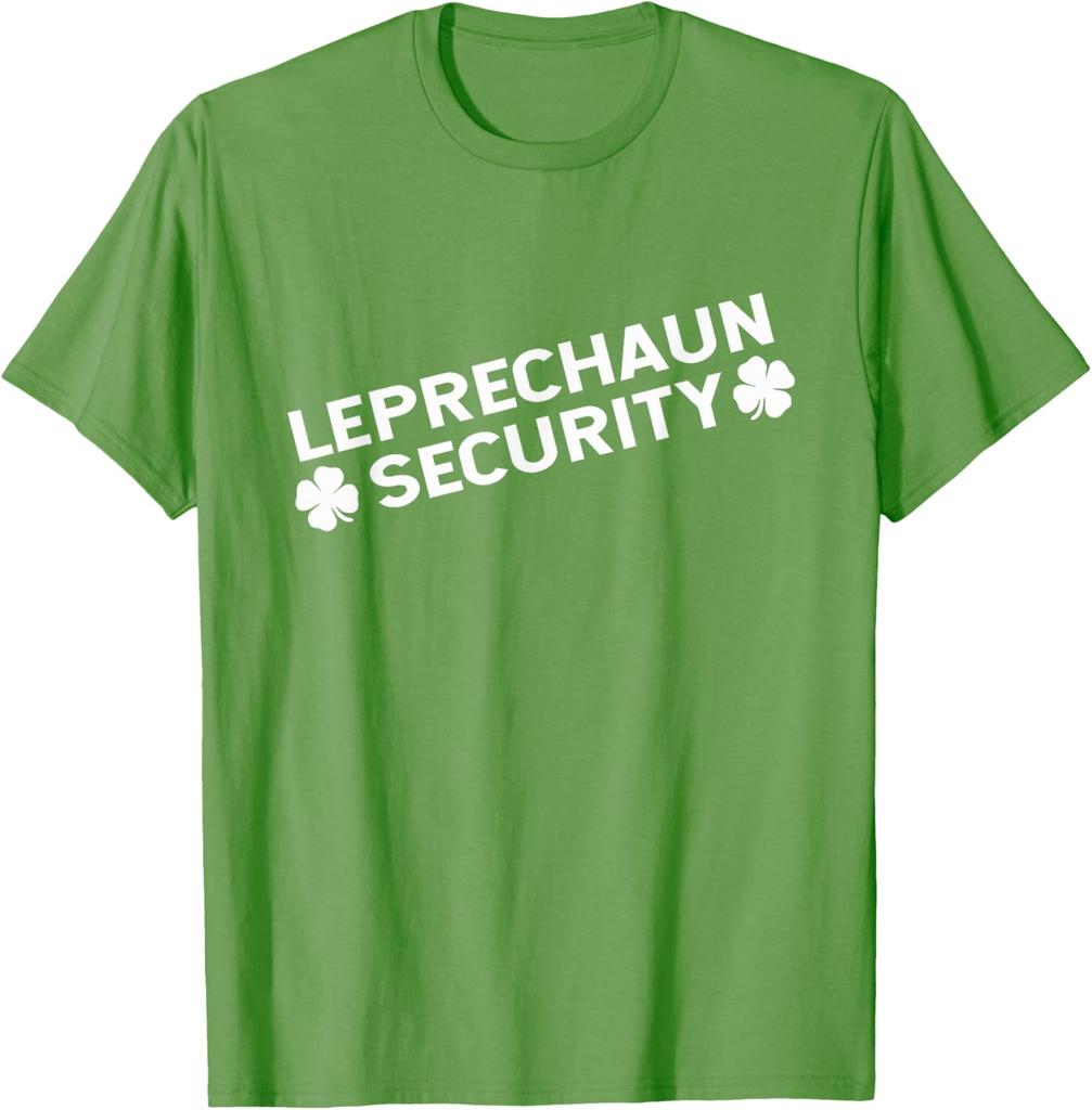 Leprechaun Security Funny St Patricks Day Graphic Tee Breathable Short Sleeve T-Shirt for Men