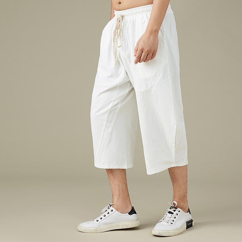 Мужские брюки Длинные хлопковые льняные свободные прямые повседневные брюки больших размеров