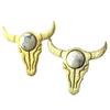 [Q1554] - Золотисто-белые серьги ручной работы «Бохо» (череп бизона) - 15х14 мм