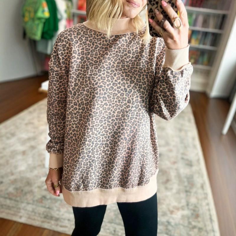 Womens Winter 2026 Leopard Print Cropped Hoodie Casual Streetwear Pullover Sweatshirt