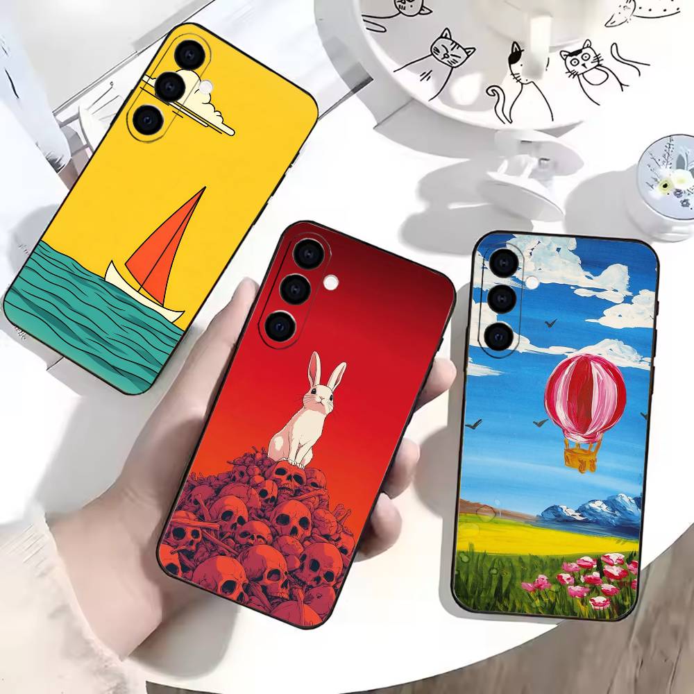 Ретро уличный стиль Чехол для телефона для Samsung Galaxy A73,A72,A71,A70,A53,A52,A51,Мягкий силиконовый черный чехол