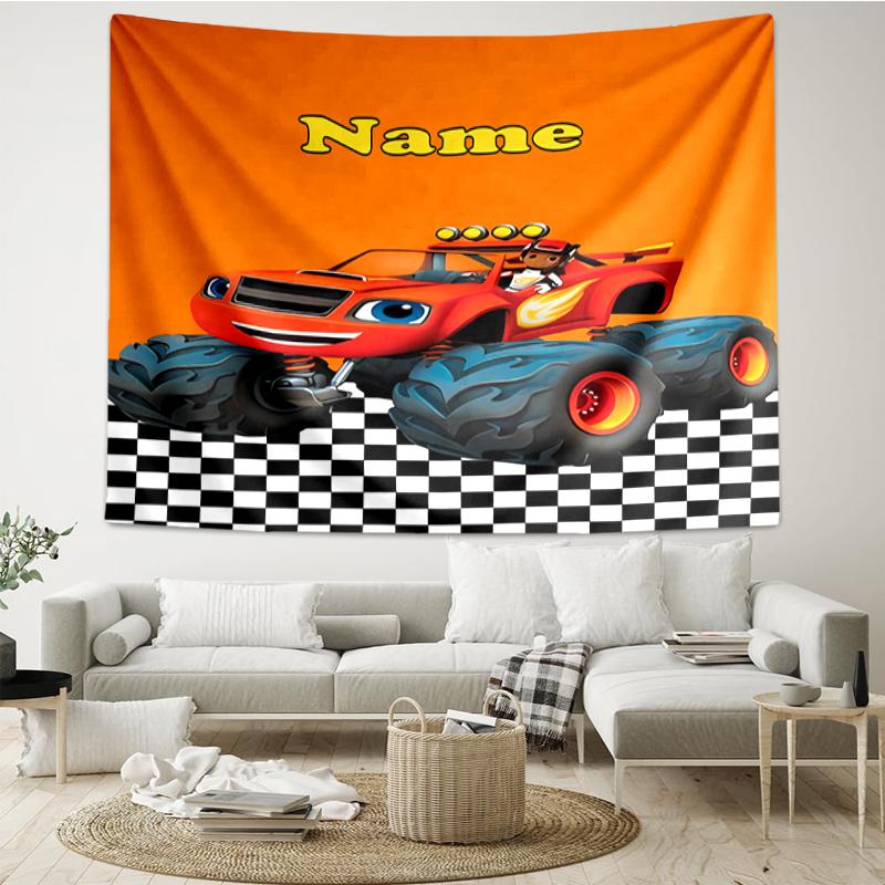 Custom Name Truck Print Tapestry, Backdrop, Easy Setup, Ideal for Bedroom, Office & Living Room, with Aesthetic Wall Hanging Decor.