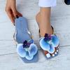 Fashion New Flip Flops Women's Slippers 2025 Summer Square Toe Flat Sandals Outdoor Casual Slippers Women Fashion Flowers Shoes Ladies