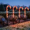 Christmas Yard Stakes 4Pcs Solar Candy Cane Pathway Lights, Outdoor Stake Waterproof Decorations for Garden Lights Lawn Patio Holiday