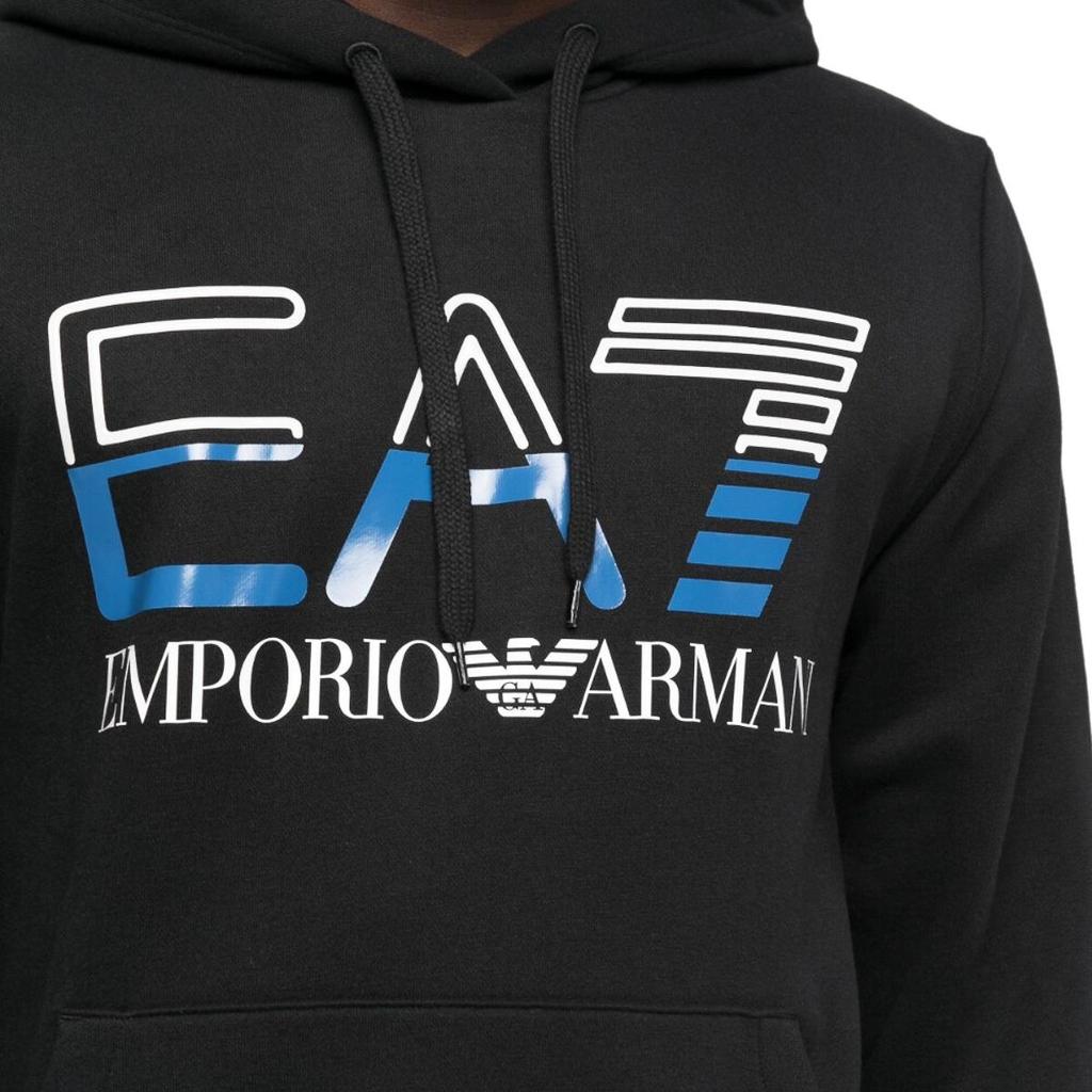 Emporio Armani EA7 Весна-Лето 23 Худи с принтом из букв Повседневная толстовка Мужская толстовка Черный 3RPM13-PJLSZ-1200
