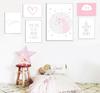 Girl Room Decor Nursery Baby Cartoon Canvas Painting Pink Unicorn Posters and Prints for Living Room Wall Decor No Frame