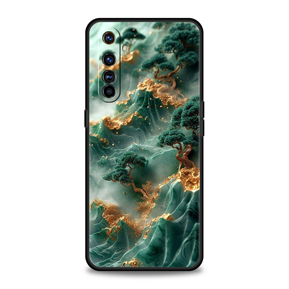 Чехол для телефона с пейзажной живописью для Realme 12 11 10 6 7 9 Pro Plus 8 5G C35 8i 9i GT2 GT3 GT5 GT Neo 2 3 5 Черный чехол Мягкий корпус